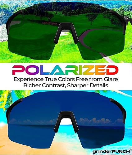 grinderPUNCH Sports Sunglasses Cycling Glasses UV Protection for Driving Running Hiking Fishing (Blue)