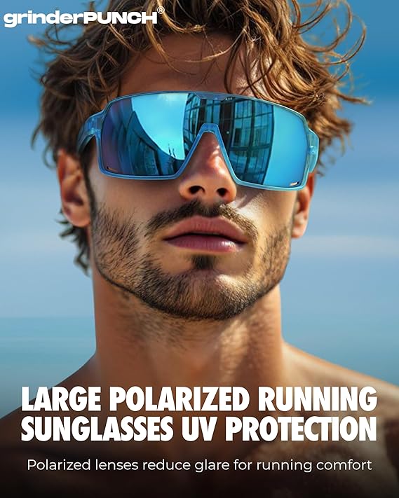 Polarized Sport Sunglasses Lightweight for Snow Hiking (Blue)