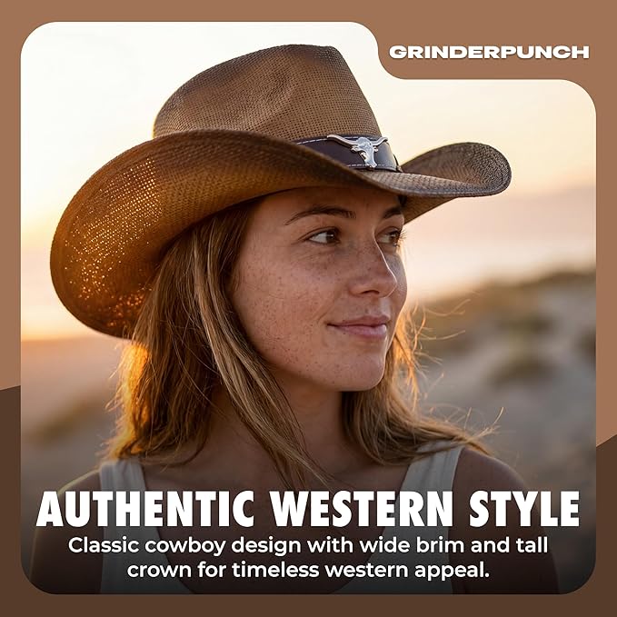 grinderPUNCH American Flag USA Cowboy Hat - Men and Women