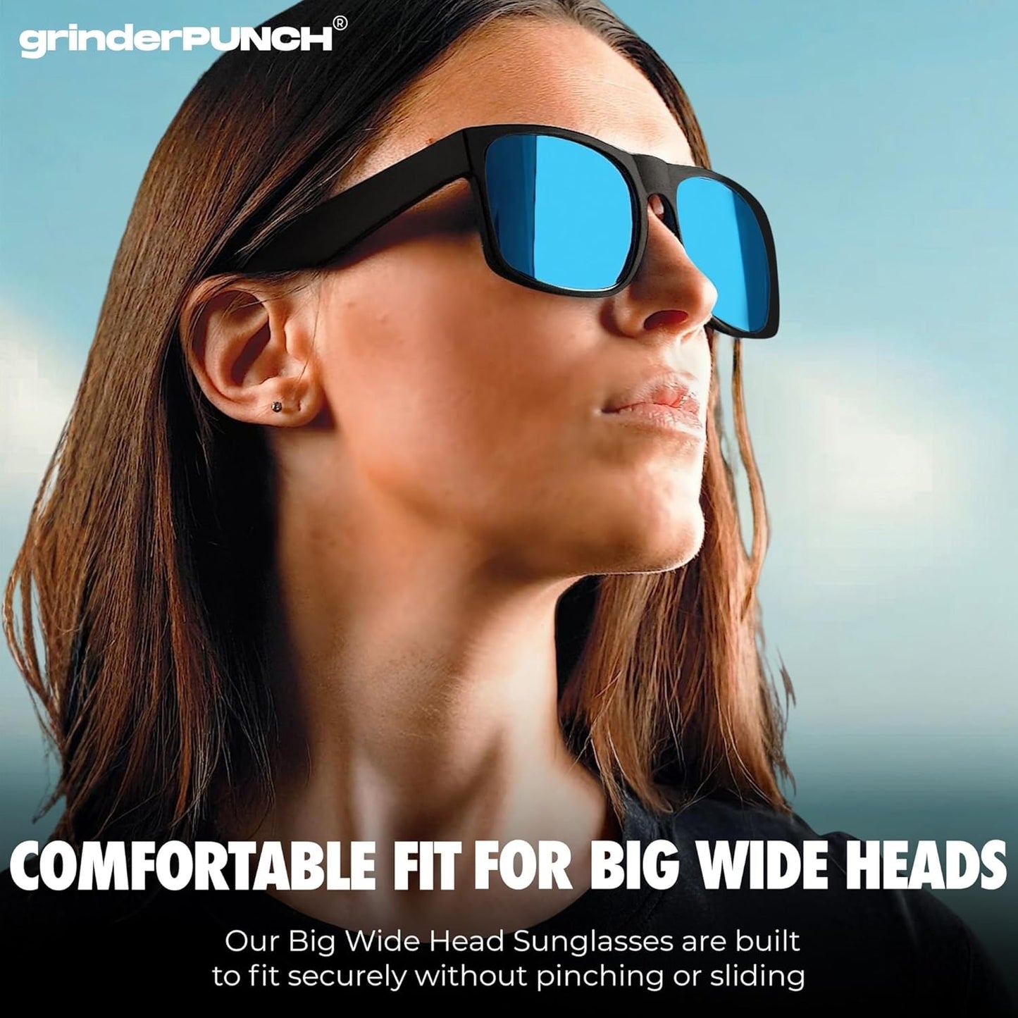 grinderPUNCH Mens Oversized Sunglasses XL Big Head Fit Extra Wide Frame Sunglasses for Men Big Heads XXL Large Wide Shades