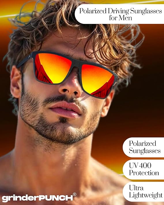 Polarized Lightweight Sunglasses for Men (Red)