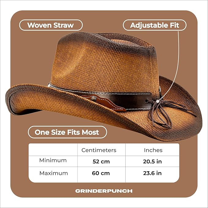 grinderPUNCH American Flag USA Cowboy Hat - Men and Women