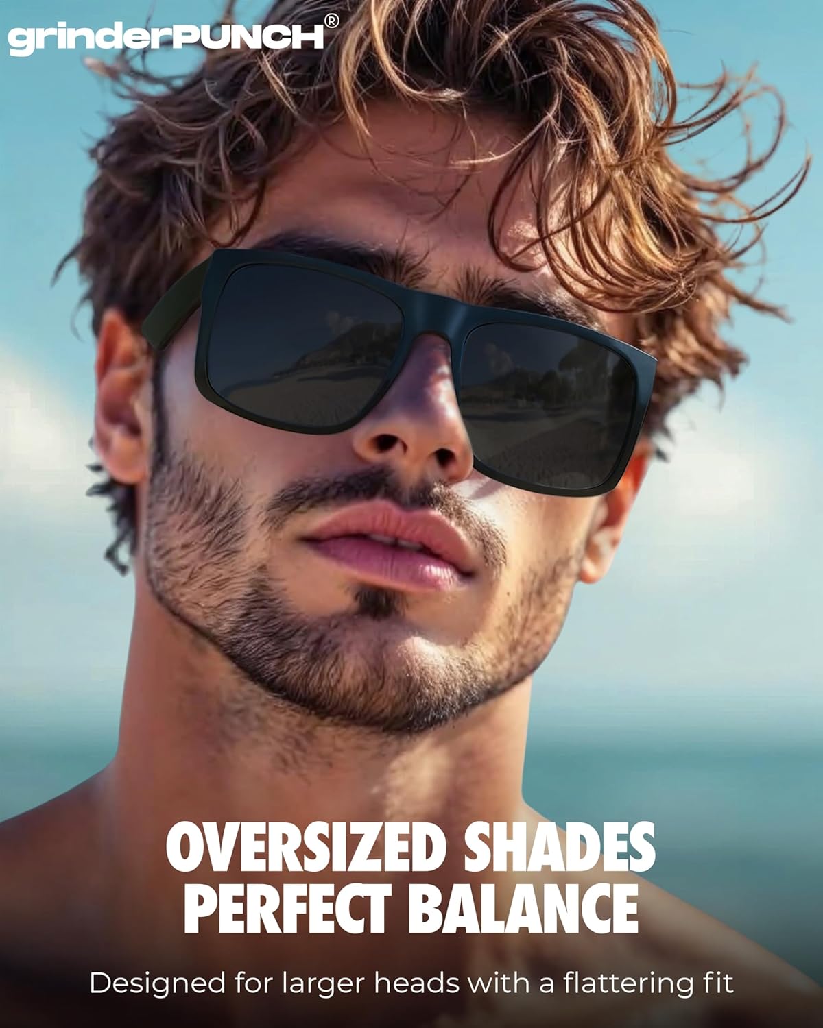 XL Polarized Oversized Sunglasses | Lightweight Men's Big Wide Head UV Protection for Sports, Driving, Fishing | Large Face Fit (Matte)