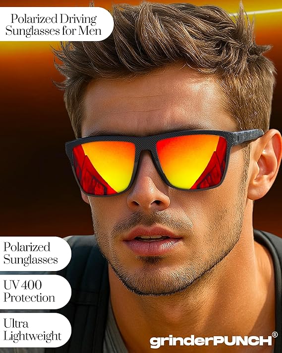 Polarized Lightweight Sunglasses for Men (Red)