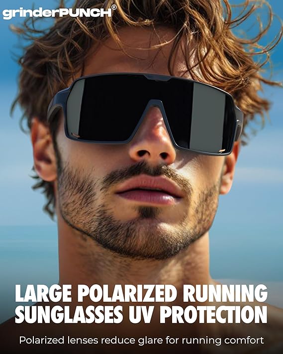 Polarized Sport Sunglasses Lightweight for Snow Hiking (Black)