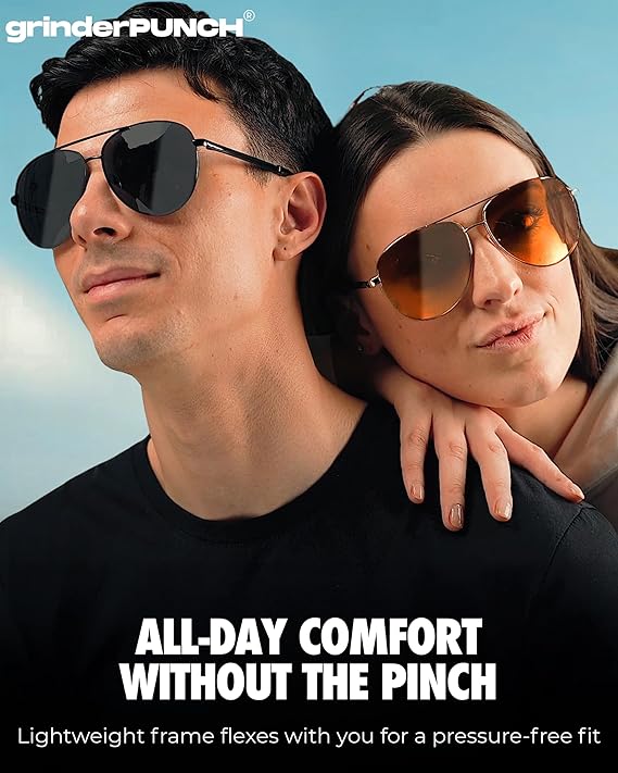 grinderPUNCH XL Extra Large All Black Aviator Sunglasses 62mm Dark Lenses