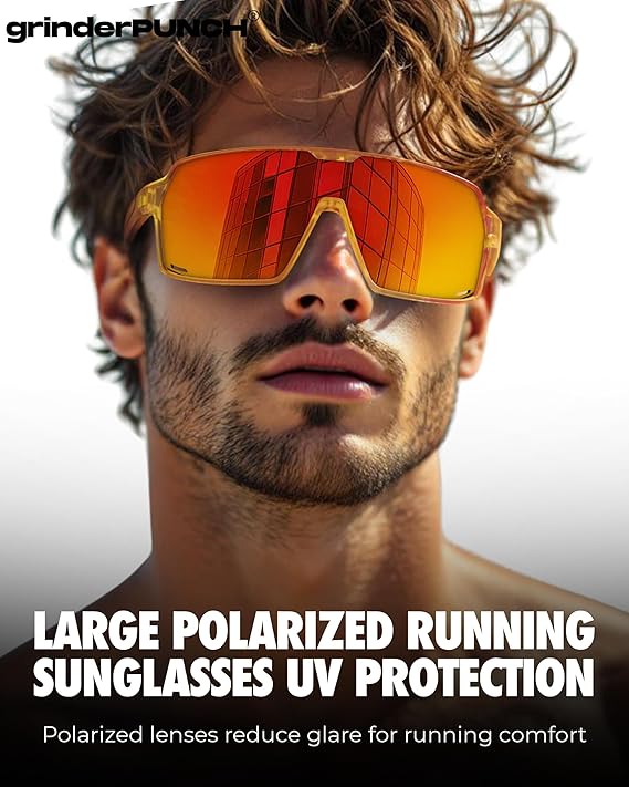 Polarized Sport Sunglasses Lightweight for Snow Hiking (Orange)