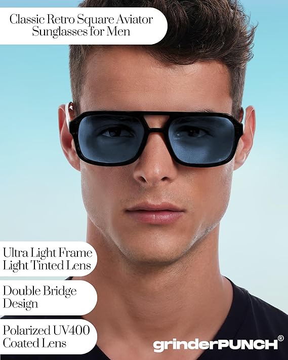 Retro Square Sunglasses for Womens Mens (Blue)