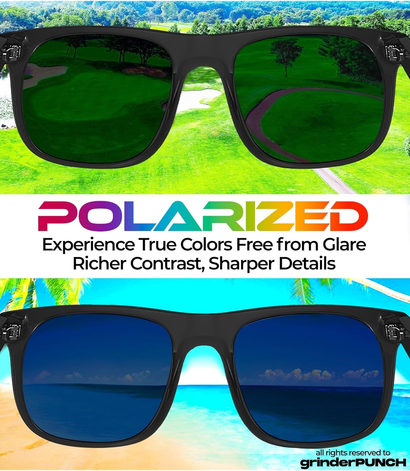 grinderPUNCH XL Sunglasses Big Heads Wide Face UV400 Protection, Extra Wide Lightweight Sunglasses for Sports Driving Fishing Glasses Matte