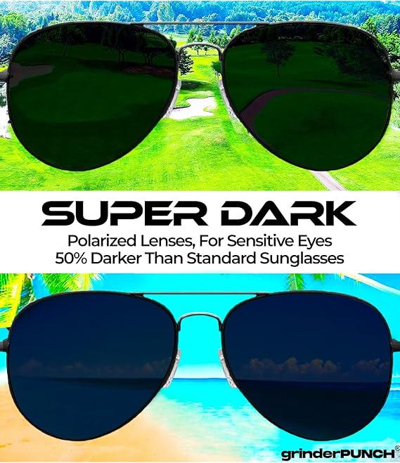grinderPUNCH XL Extra Large All Black Aviator Sunglasses 62mm Dark Lenses