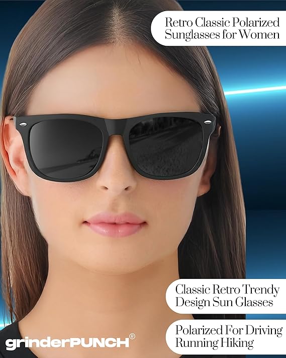 Polarized Sunglasses for Men and Women with UV400 Protection (Black Polarized Lens)