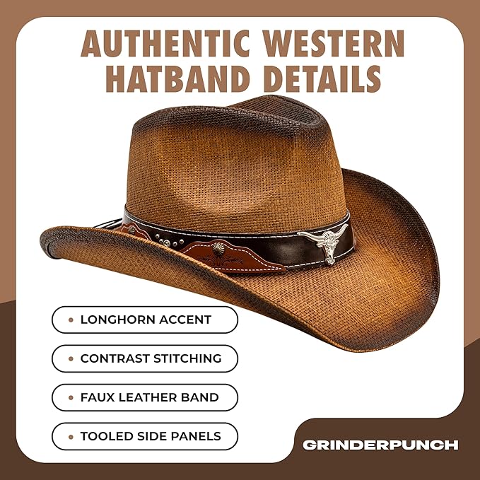 grinderPUNCH American Flag USA Cowboy Hat - Men and Women