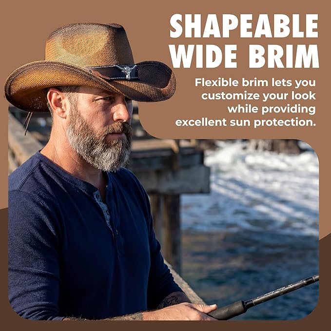 grinderPUNCH American Flag USA Cowboy Hat - Men and Women