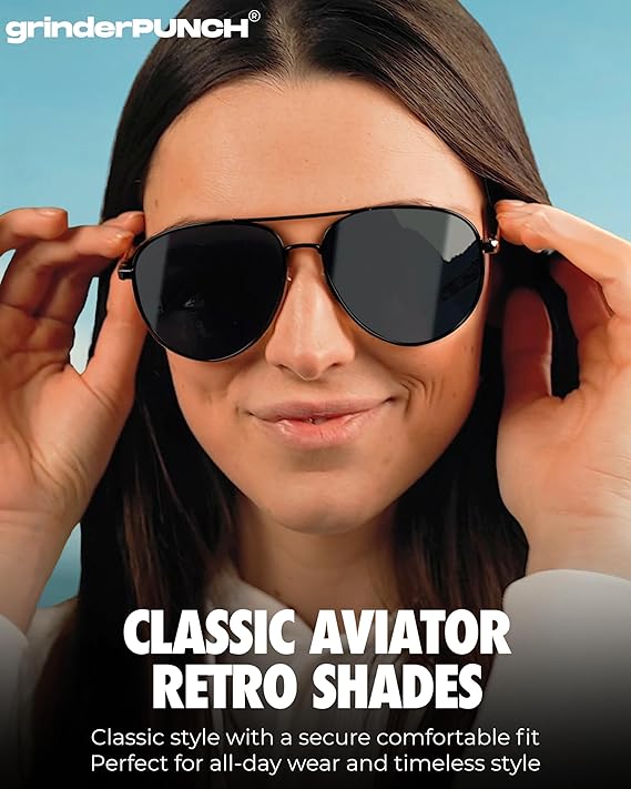 grinderPUNCH XL Extra Large All Black Aviator Sunglasses 62mm Dark Lenses