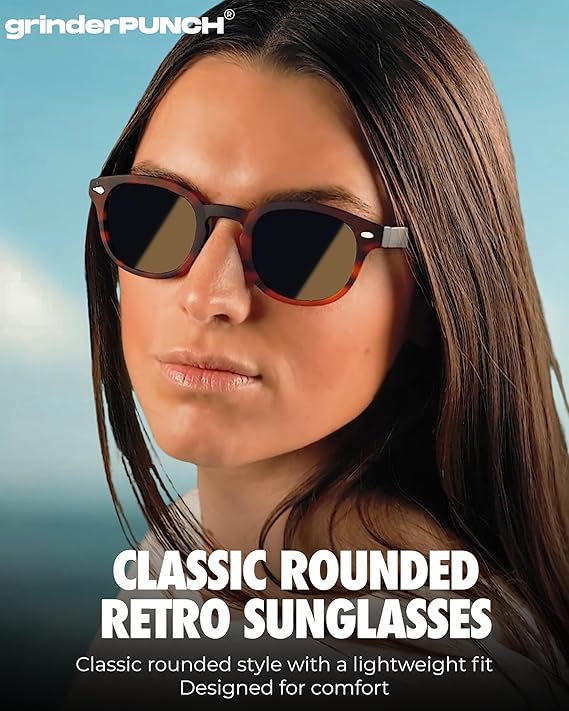 Polarized Round Sunglasses for Women Men Stylish Retro Circle Frame (Tortoise)