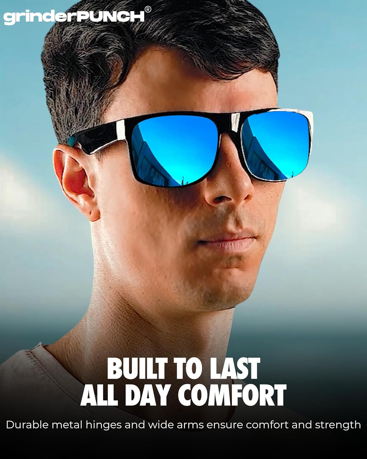XL Polarized Men's Oversized Sunglasses Sports Driving Wide Blue Lens Sunglasses