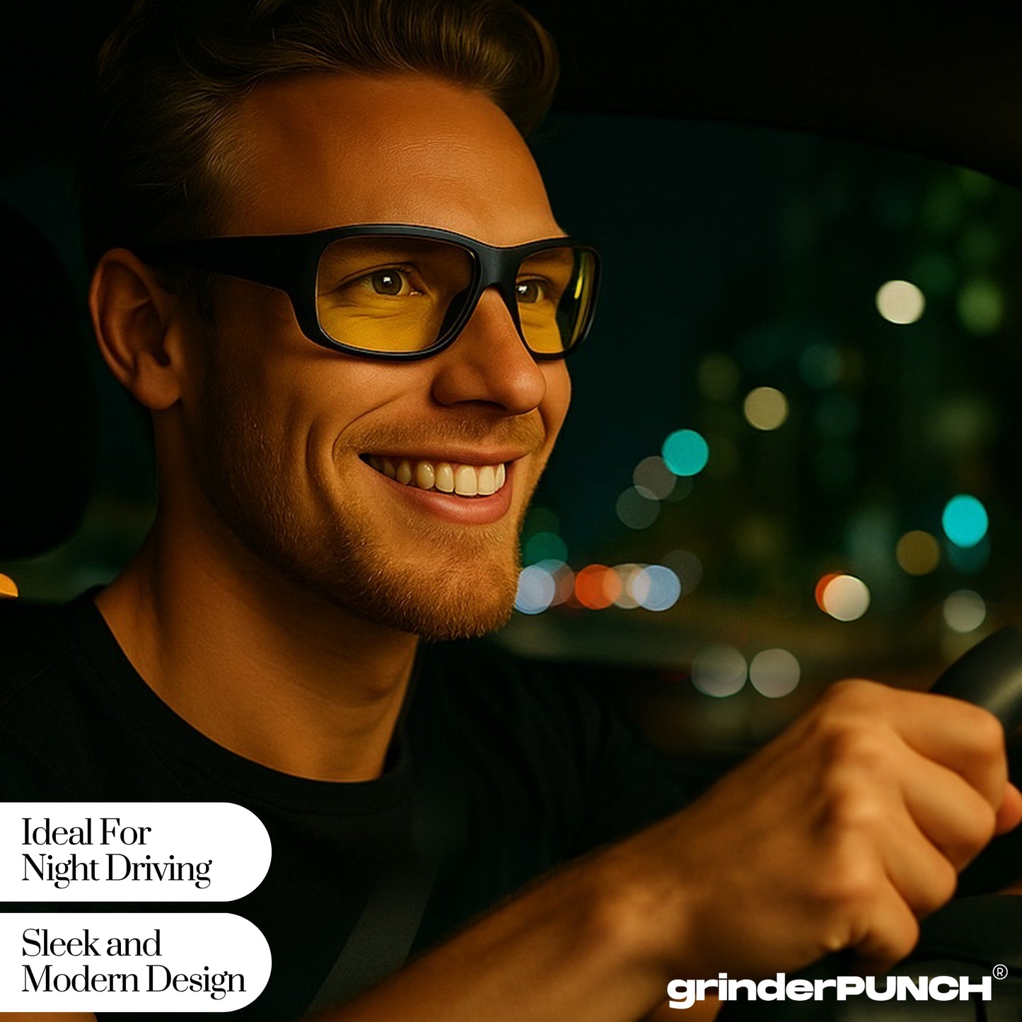 Polarized Night Vision HD Yellow Driving Sunglasses Biker Style Rider Wrap Around Style Lightweight UV Protection