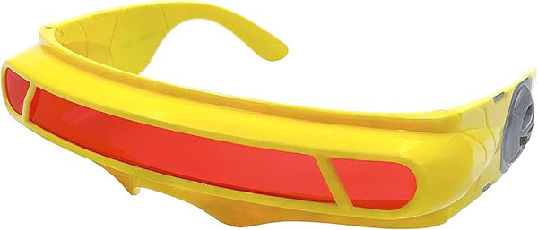Futuristic Space Alien Cyclops Shield Costume Sunglasses (Yellow - Red Lens)