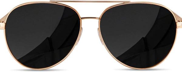 Unisex Aviator Sunglasses Metal Rose Gold Frame/Black Lens