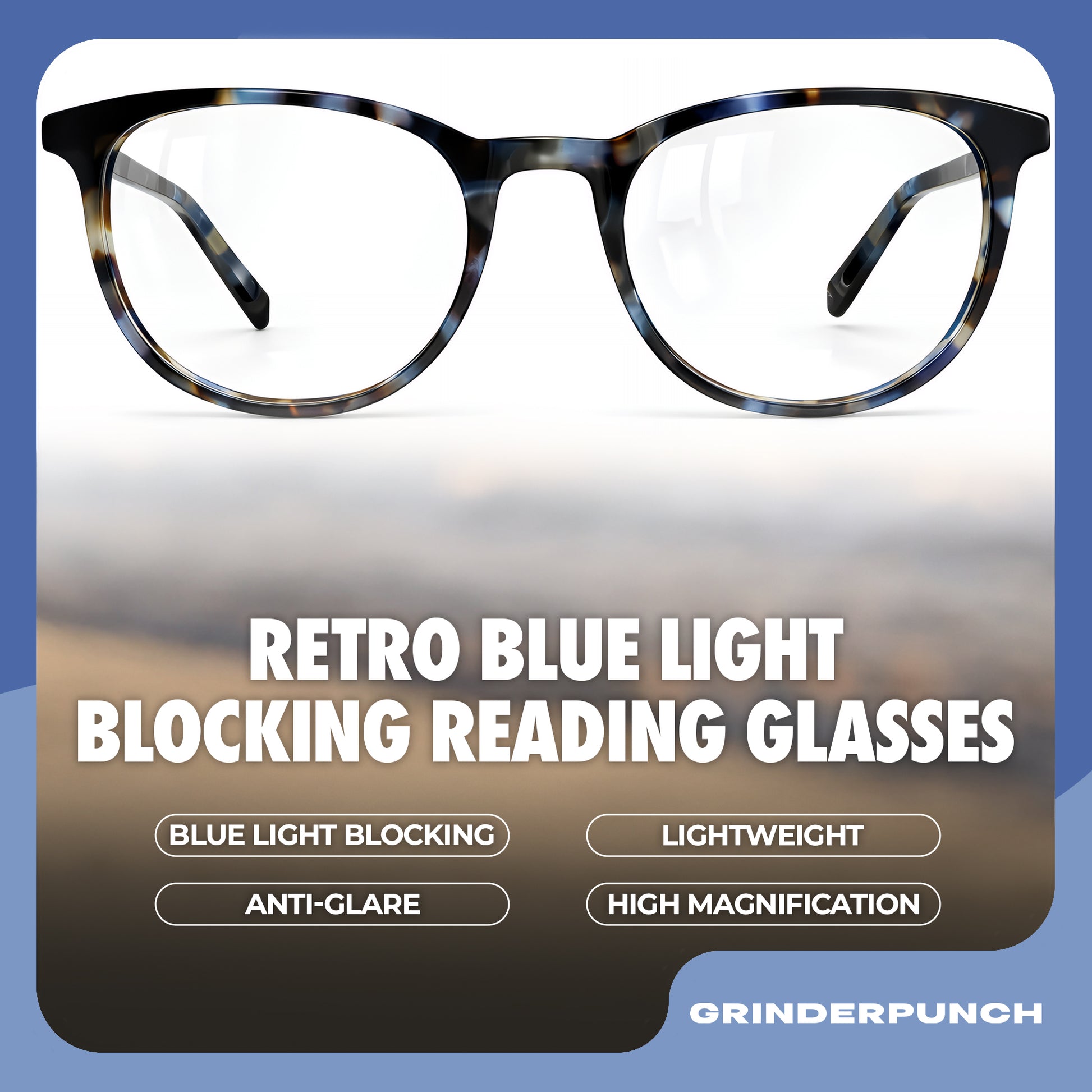 Classic Reading Glasses for Women and Men Blue Light Blocking Readers Stylish Readers with Spring Loaded Hinges 2 Pack - grinderPUNCH