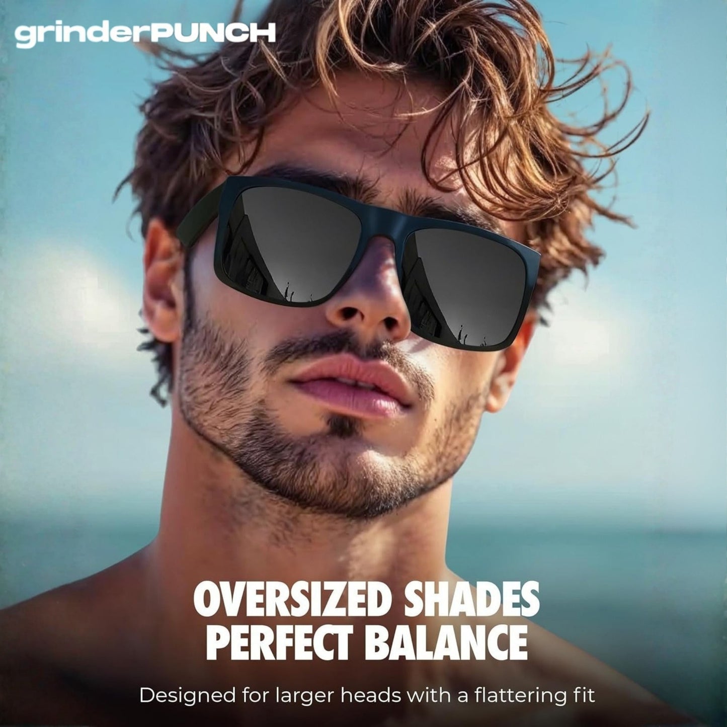 XL Polarized Oversized Sunglasses | Lightweight Men's Big Wide Head UV Protection for Sports, Driving, Fishing | Large Face Fit (Matte)
