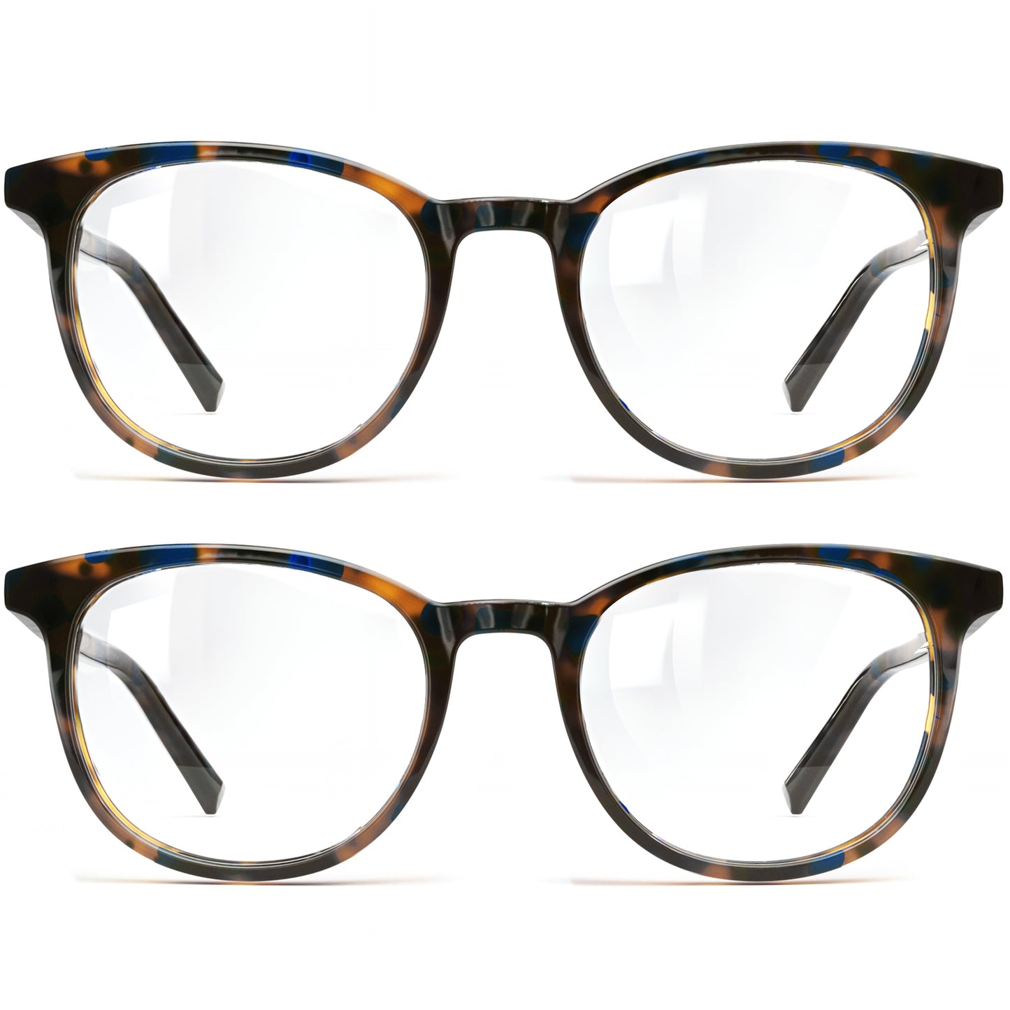 Classic Reading Glasses for Women and Men Blue Light Blocking Readers Stylish Readers with Spring Loaded Hinges 2 Pack