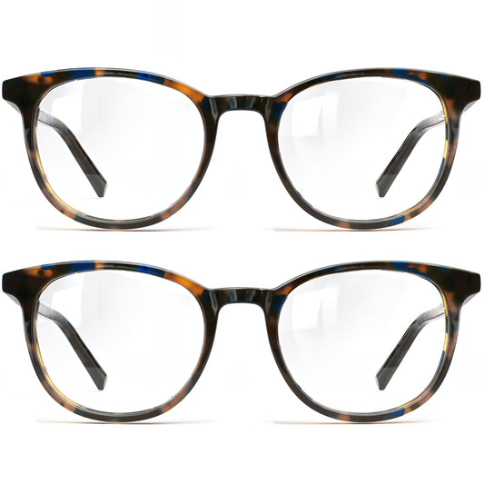 Classic Reading Glasses for Women and Men Blue Light Blocking Readers Stylish Readers with Spring Loaded Hinges 2 Pack