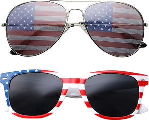 2 Pair Combo Patriotic American US Flag Sunglasses - grinderPUNCH