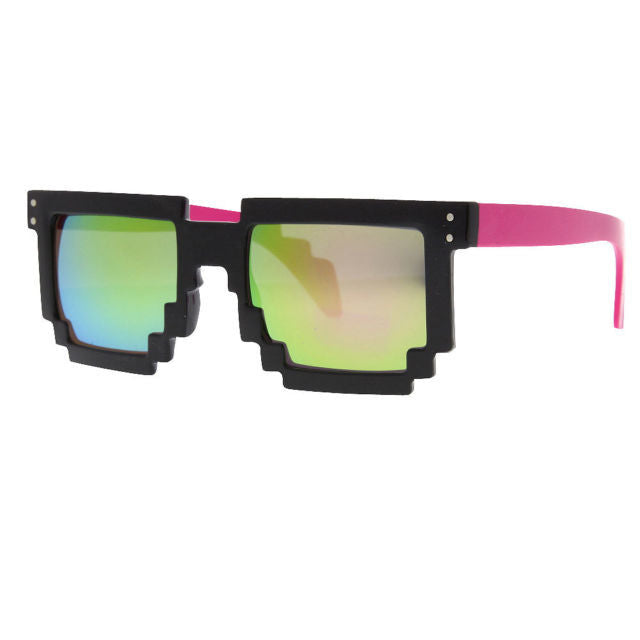 Mirrored Pixel 8 Bit Sunglasses Rave Fun Party Sunnies Retro Pixelated Geek - grinderPUNCH