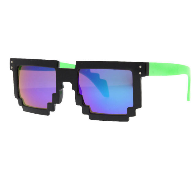 Mirrored Pixel 8 Bit Sunglasses Rave Fun Party Sunnies Retro Pixelated Geek - grinderPUNCH