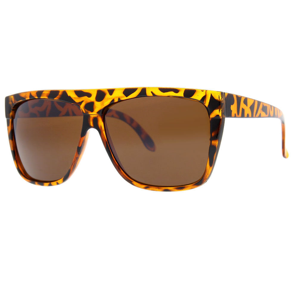 Oversized Leopard Print Flat Top Sunglasses - grinderPUNCH
