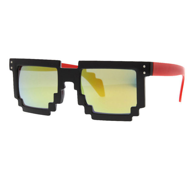 Mirrored Pixel 8 Bit Sunglasses Rave Fun Party Sunnies Retro Pixelated Geek - grinderPUNCH