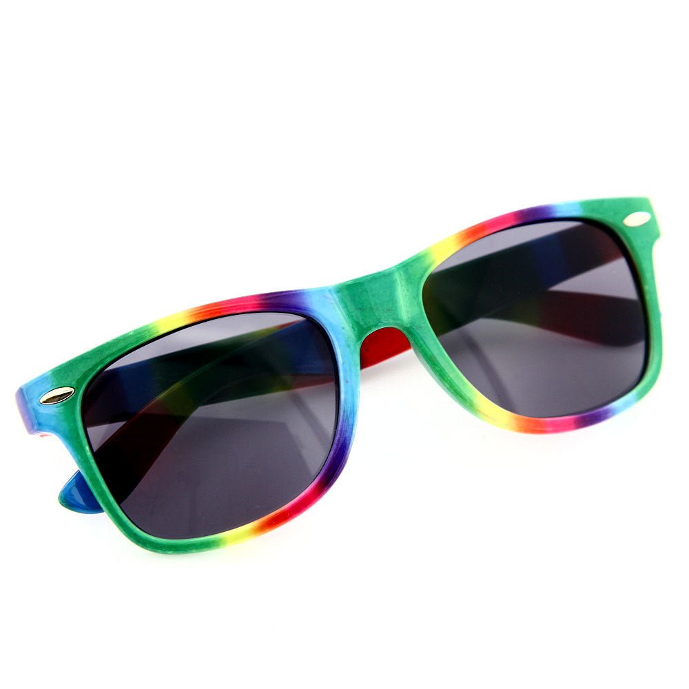 Rainbow Color Sunglasses Plastic Tie Dye Unique Pride Party - grinderPUNCH