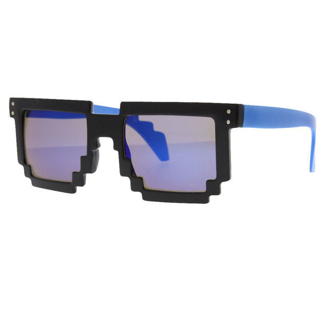 Mirrored Pixel 8 Bit Sunglasses Rave Fun Party Sunnies Retro Pixelated Geek - grinderPUNCH