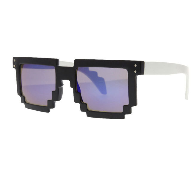 Mirrored Pixel 8 Bit Sunglasses Rave Fun Party Sunnies Retro Pixelated Geek - grinderPUNCH