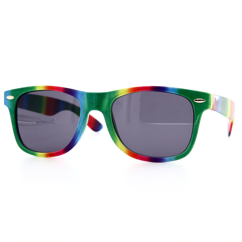 Rainbow Color Sunglasses Plastic Tie Dye Unique Pride Party - grinderPUNCH