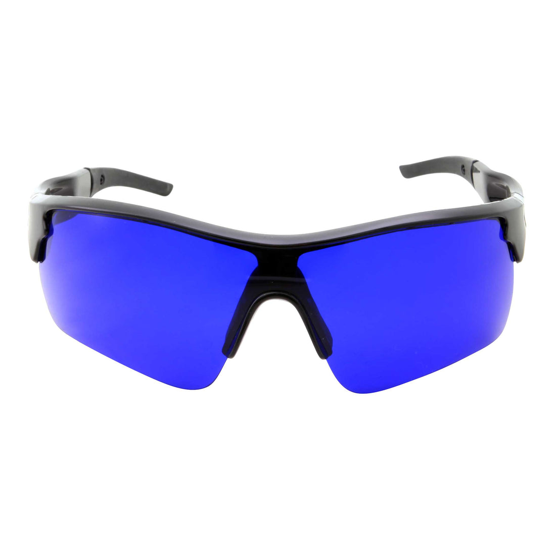 Mens Sport Half Jacket Wrap Blue Lens Sunglasses - grinderPUNCH