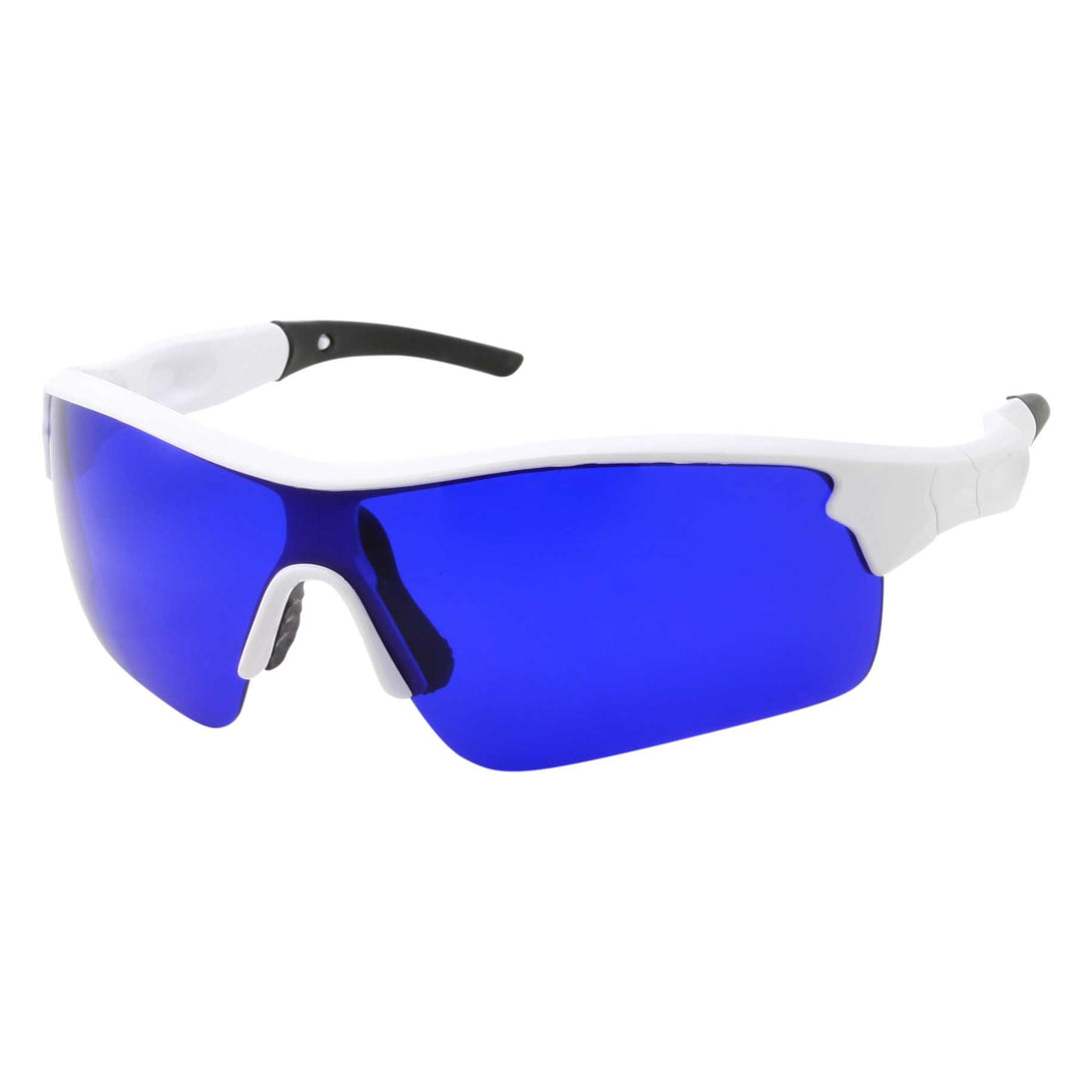 Mens Sport Half Jacket Wrap Blue Lens Sunglasses - grinderPUNCH