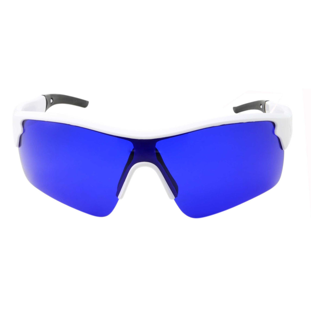 Mens Sport Half Jacket Wrap Blue Lens Sunglasses - grinderPUNCH