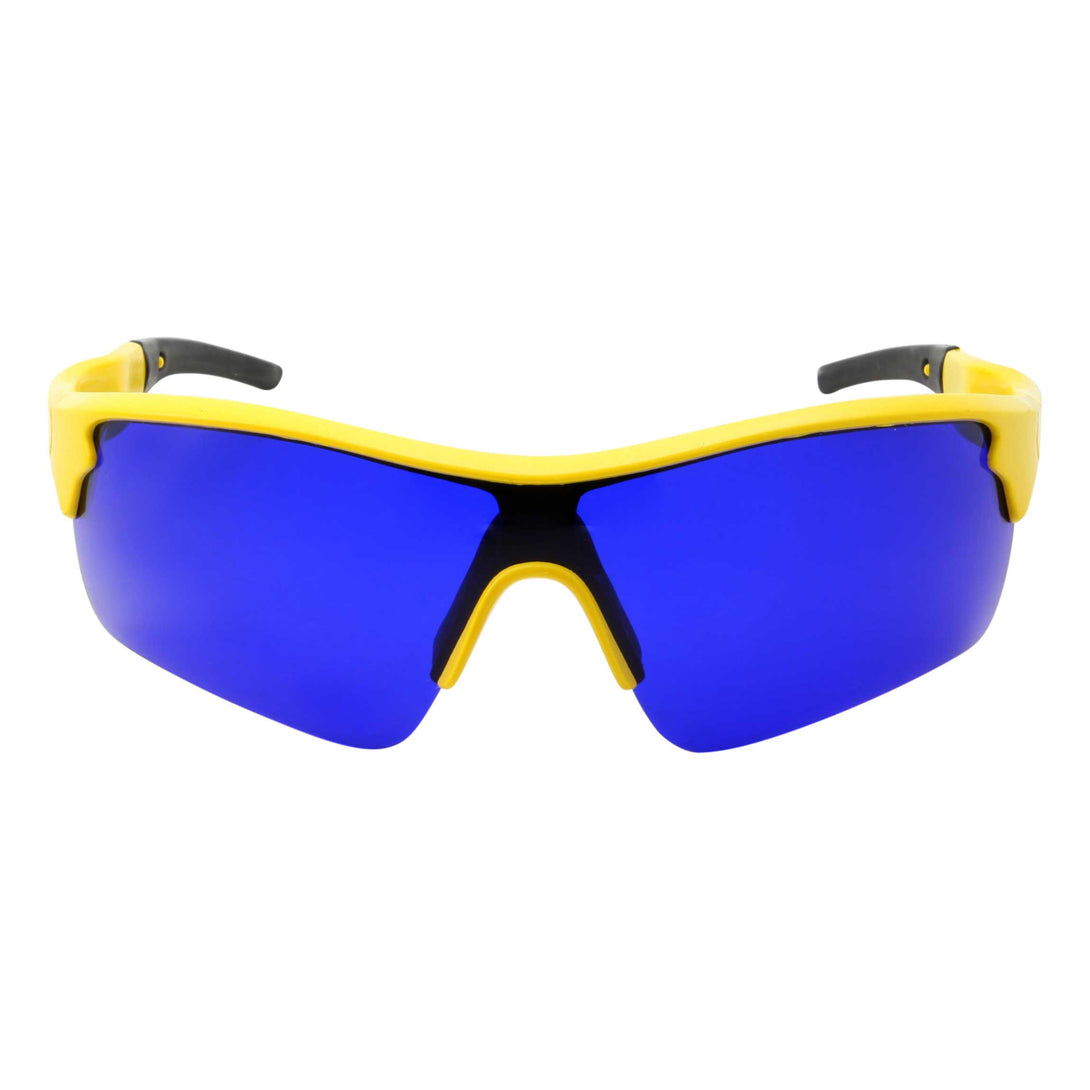 Mens Sport Half Jacket Wrap Blue Lens Sunglasses - grinderPUNCH