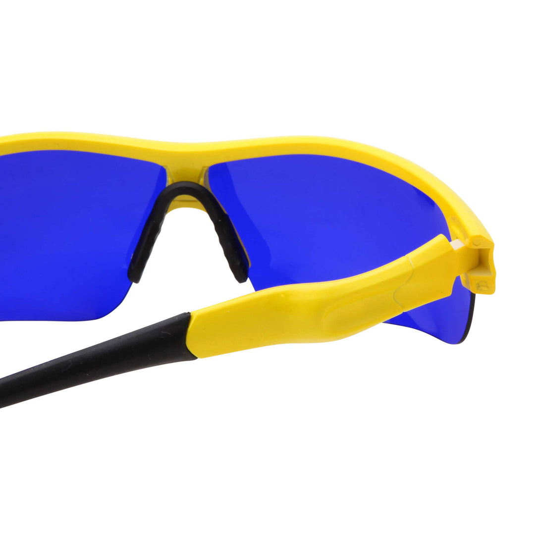 Mens Sport Half Jacket Wrap Blue Lens Sunglasses - grinderPUNCH