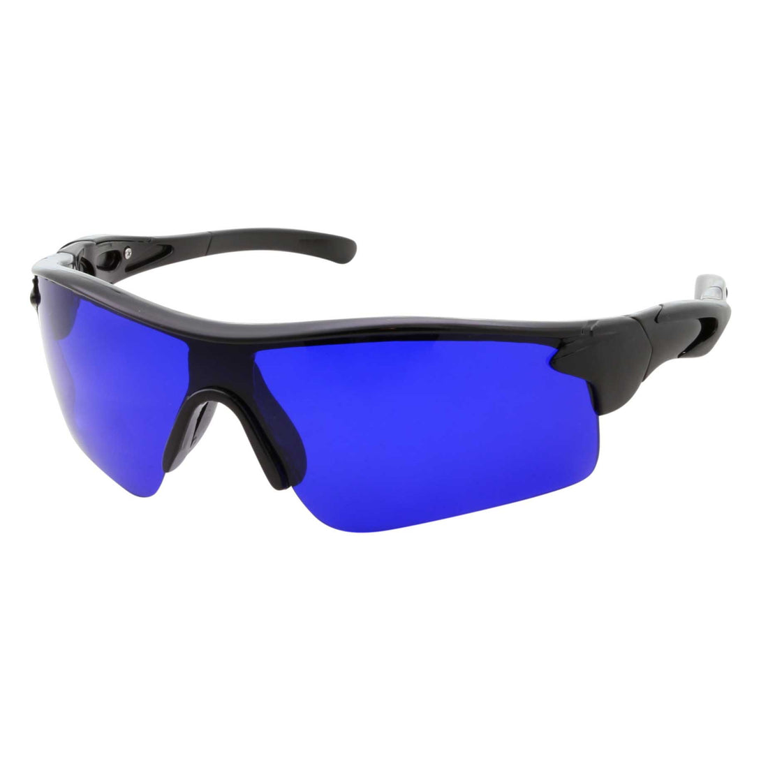 Mens Grip Sports Wrap Blue Lens Sunglasses - grinderPUNCH