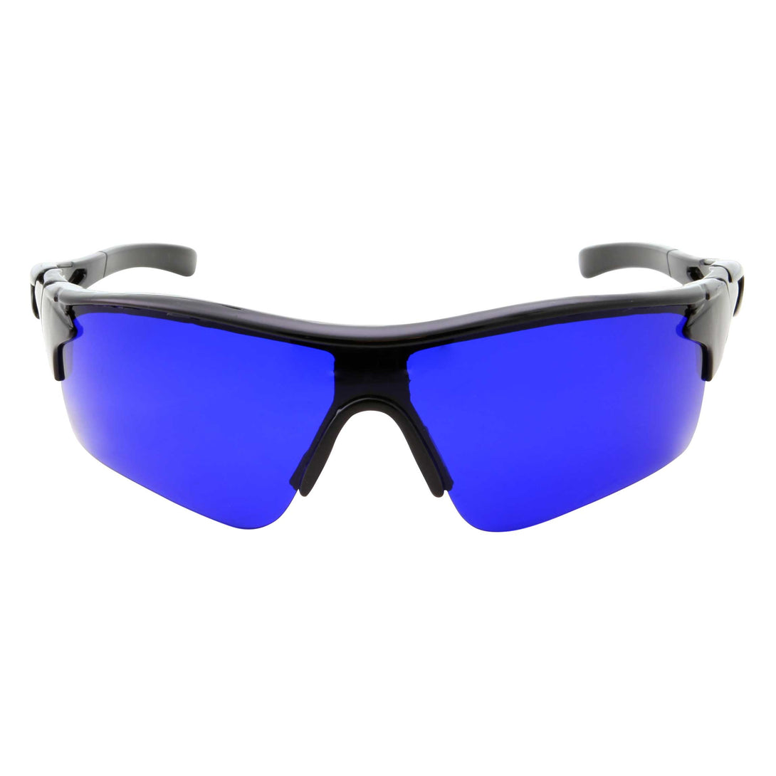 Mens Grip Sports Wrap Blue Lens Sunglasses - grinderPUNCH