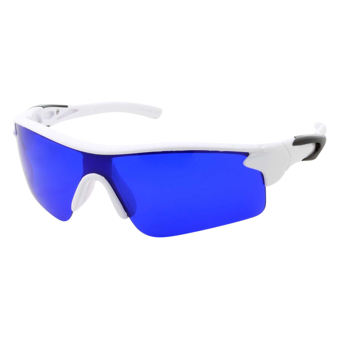 Mens Grip Sports Wrap Blue Lens Sunglasses - grinderPUNCH