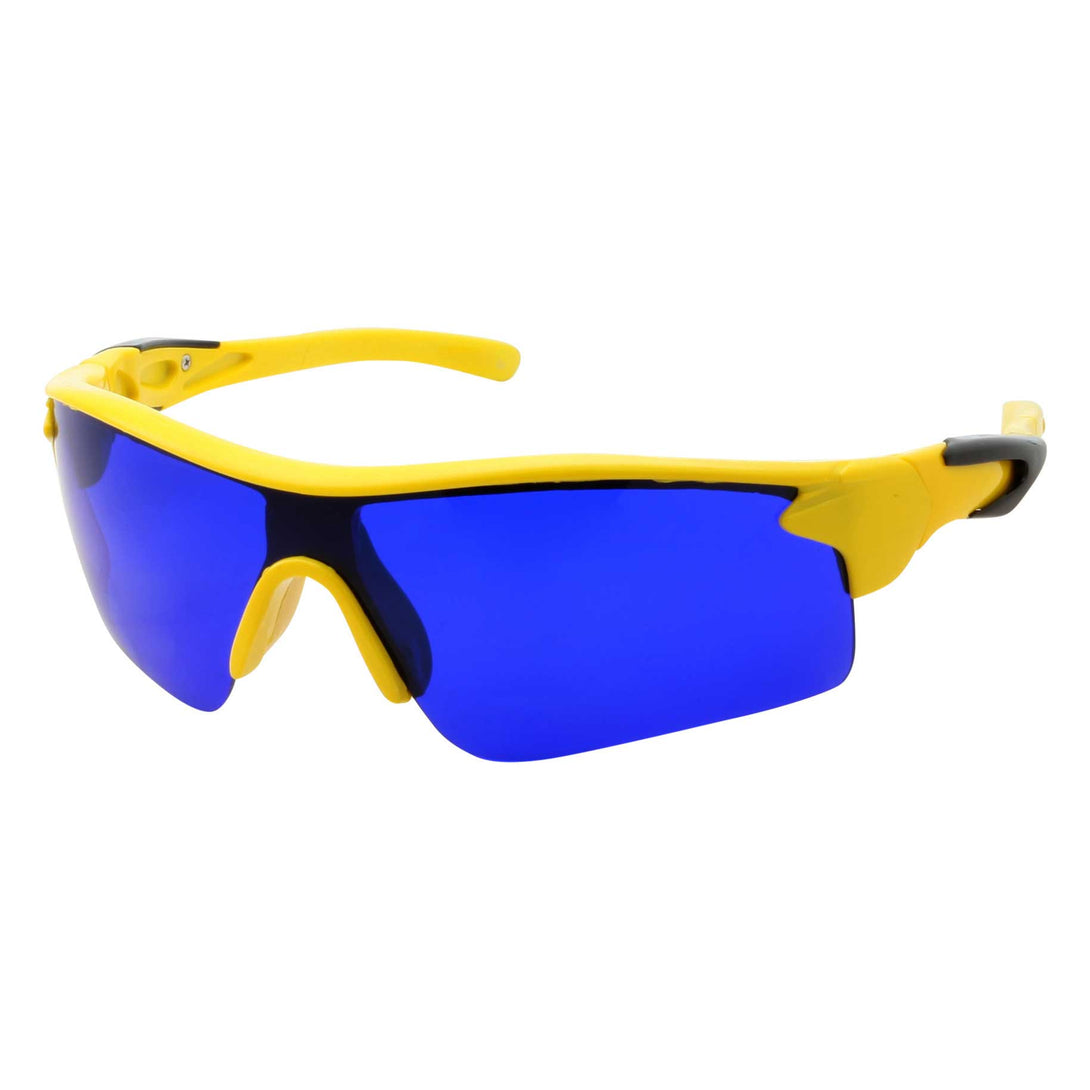 Mens Grip Sports Wrap Blue Lens Sunglasses - grinderPUNCH