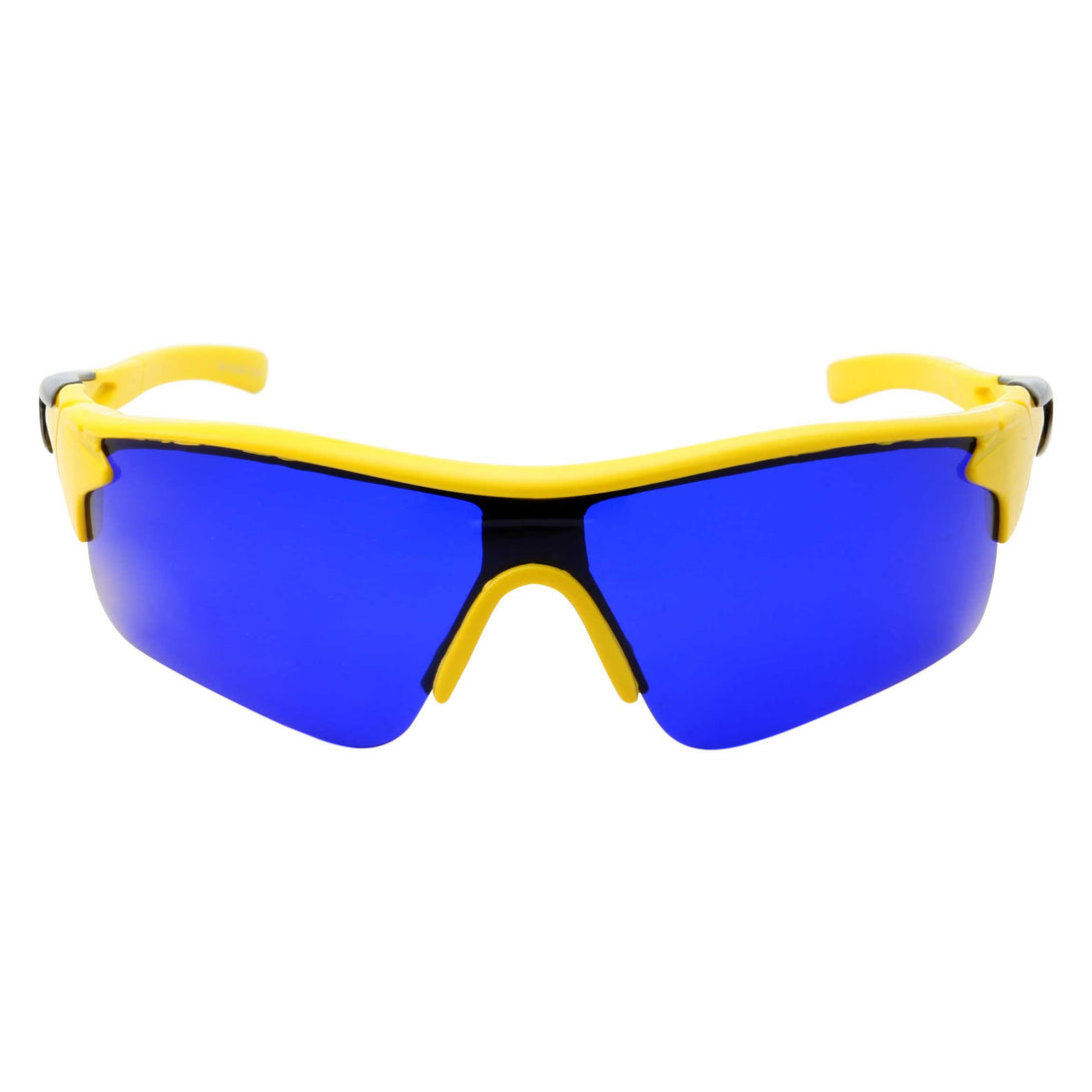 Mens Grip Sports Wrap Blue Lens Sunglasses - grinderPUNCH