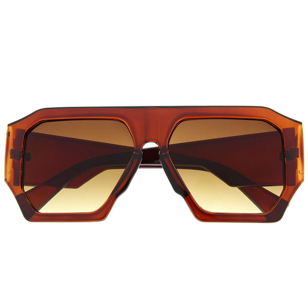 Large Oversized Hexagon Flat Top Sunglasses - grinderPUNCH